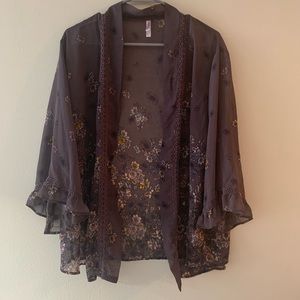 Purple Floral print Kimono